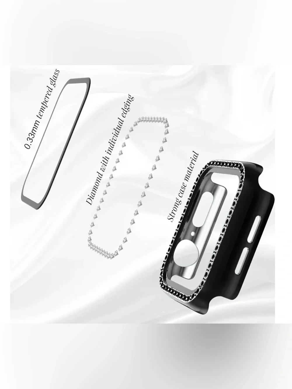 Black with Rhinestones Screen Protector for Apple Watch 42mm Series 3/2/1